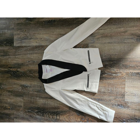 Women's Candie's Cream & Black Lapel Blazer M - Picture 1 of 5